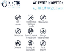 Load image into Gallery viewer, KINETIC REACTOR, WELTWEIT INNOVATIVE TECHNOLOGIE FÜR HOCHWERTIGES TRINKWASSER Dauerhafte Trinkwasserqualität direkt aus dem Wasserhahn, ohne Folgekosten, ohne Filterkartuschen, einfache Installation direkt am Wasserhahn, Armatur, Batterie
